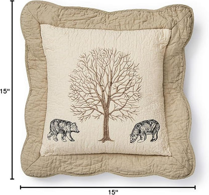 Donna Sharp Cotton Throw Pillow - Bear Creek Lodge Decorative Throw Pillow with Bear Pattern - Square