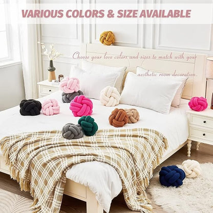 Uvvyui Knot Pillow Ball, Soft Pink Home Decor Knotted Pillows, Handmade Round Plush Throw Pillow, Aesthetic & Cute Large Decorative Pillows for Bed, Floor, Couch, Bedroom Home Decor 11 inches