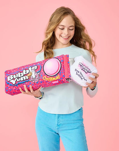iscream Bubble Yum Package 17" x 6" Pillow Set with Three Bubblegum Pieces in Plush Wrappers