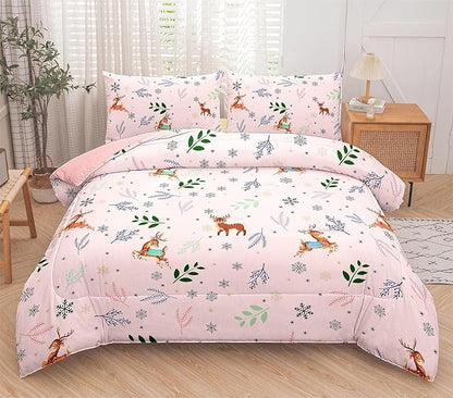 Tailor Shop Girls Bedding Sets,Pink Bed Set,Queen Size Comforter Set,Deer Bedding Sets,Kids for Girls,with 1 Comforter and 2 Pillowcase…