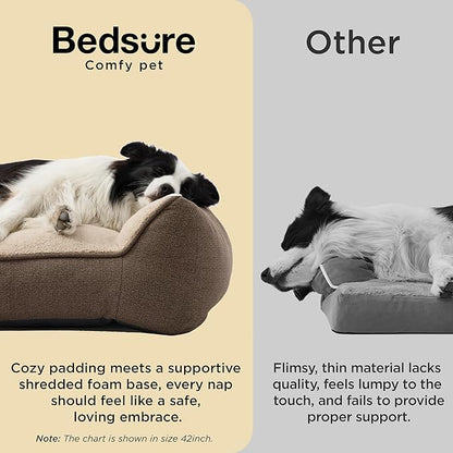 Bedsure SupportMax XL Plus Orthopedic Dog Beds Large Sized Dog - Extra Thick Supportive Dogs Couch with Waterproof Washable Cover, Jumbo Comfort Pet Sofa with Soft Sherpa & Nonskid Bottom, Brown, 48"