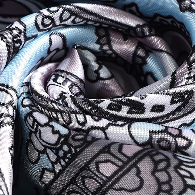 AWAYTR 35” Satin Large Square Head Scarves - 4PCS Silk Like Neck Scarf Hair Sleeping Wraps Satin Silk Scarfs for Women