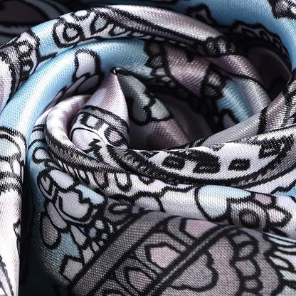 AWAYTR 35” Satin Large Square Head Scarves - 4PCS Silk Like Neck Scarf Hair Sleeping Wraps Satin Silk Scarfs for Women