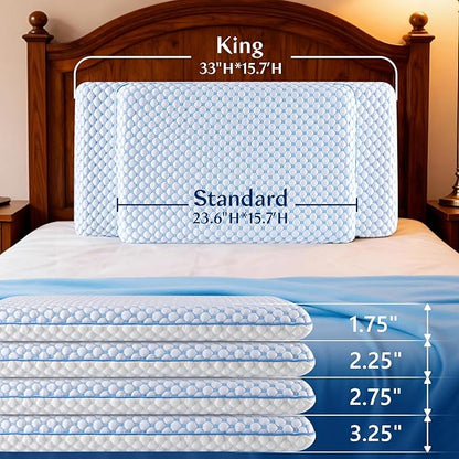 Stomach Sleeping Pillow for Back & Stomach Sleeper, Flat Soft Pillows for Sleeping Thin Memory Foam Pillow for Back Shoulder Neck Pain Relief - Cooling Ultra Thin Pillows for Sleepers 1.75-Inches