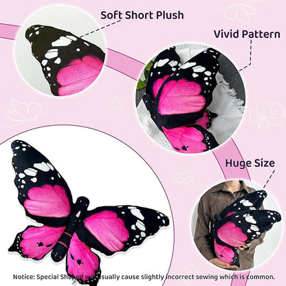 Butterfly Decorations Pillow Decorative Throw-Pillow Stuffed Animal Plush Gifts for Women Decor for Room Home Garden 24.4" x 16.5"