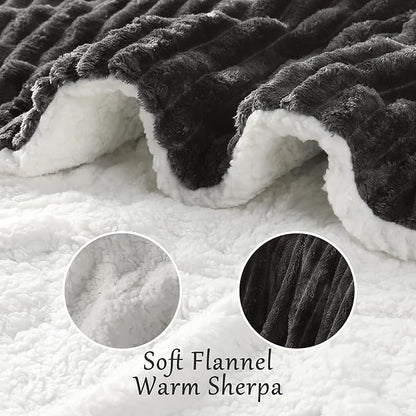 Electric Blanket Heated Throw Blanket, Super Soft Flannel & Sherpa Electric Throw Blanket with 6 Fast Heating Levels, 4 Hours Auto Off & OverHeat Protection, Machine Washable, 50'' X 60'', Dark Gray