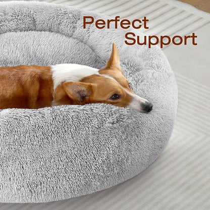 JOLLYVOGUE Dog & Cat Bed, Calming Anti-Anxiety Pet Bed for Small Dogs, Fluffy Donut Cushion for Small and Medium Pets (20") (Pack of 2)