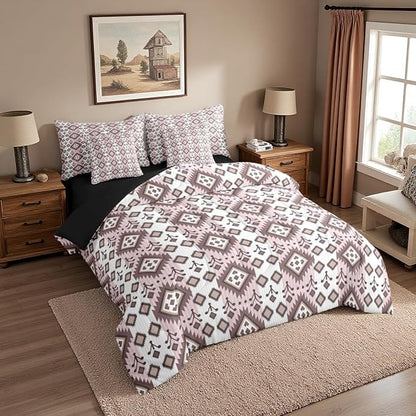 Erosebridal 7 Pcs Country Western Bedding Set Full Native Aztec Southwestern Comforter Set Boho Exotic Bed in A Bag for Kids Boys Men Bohemian Mexican Diamond Quilt with Flat Fitted Sheet