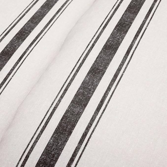 Lush Decor Farmhouse Stripe Reversible Cotton Comforter Set, 3 Piece Set, King, Black - Cozy Farmhouse Bedding Set - Rustic Decor - Striped Comforter - Modern Farmhouse Bedroom Decor