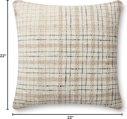 Loloi Chris Loves Julia Cricket Collection PCJ0013 Beige/Black 22'' x 22'' Cover w/Down Pillow
