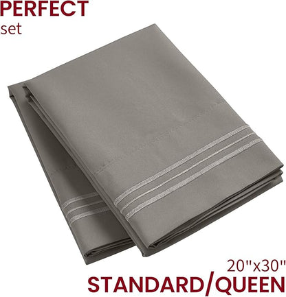 Mellanni Pillow Cases - Luxury, Extra Soft, Cooling Pillow Covers - 2 PC Iconic Collection Pillowcases - Envelope Closure (Standard/Queen 20" x 30", Taupe)