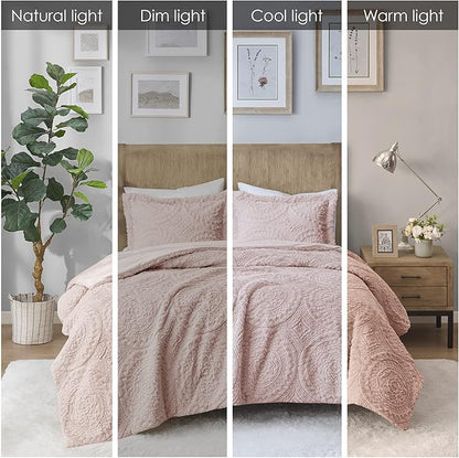 Madison Park Ultra Soft Luxury Premium Plush Comforter Mini Modern All Season Down Alternative Bedding Set with Matching Sham, Twin, Blush