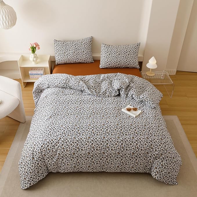 Houseri Leopard Comforter Set Twin Black Cheetah Print Bedding Sets Quilt Stylish and Bold Animal Print Bed Blanket Twin Size