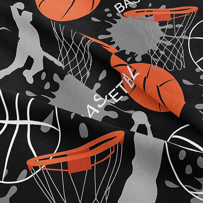 Bodhi Basketball Kids Bedding Sets,Twin Size Basketball Comforter Sets for Boys,5 Pcs Kids Sports Basketball Bedding Sets,Bed in A Bag (1 Comforter,1 Flat Sheet,1 Fitted Sheet,2 Pillowcases)