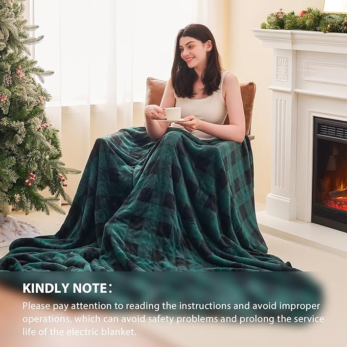 Homemate Electric Blanket Heated Twin Size - 62“x84“ Ultra Soft Cozy Flannel Heating Blanket with 10 Fast Heat Levels 8 Hours Auto Off Over-Heated Protection ETL Certification Keep Warm in Home