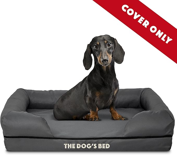 The Dog’s Bed Replacement Outer Cover, Oxford Fabric, Grey with Black Trim, Small