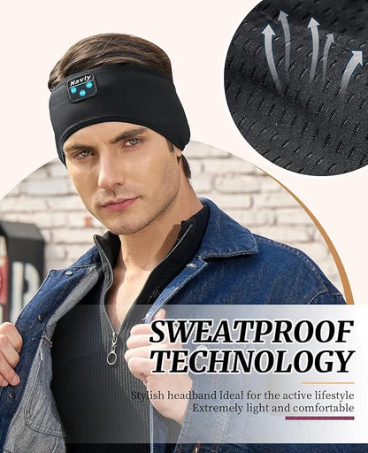 Navly Sleep Headphones, 10Hrs Sports Headband with Soft Cozy Earbuds Comfortable, Headphones Headband with Ultra-Thin HD Stereo Speakers Perfect for Workout,Running,Yoga,Travel