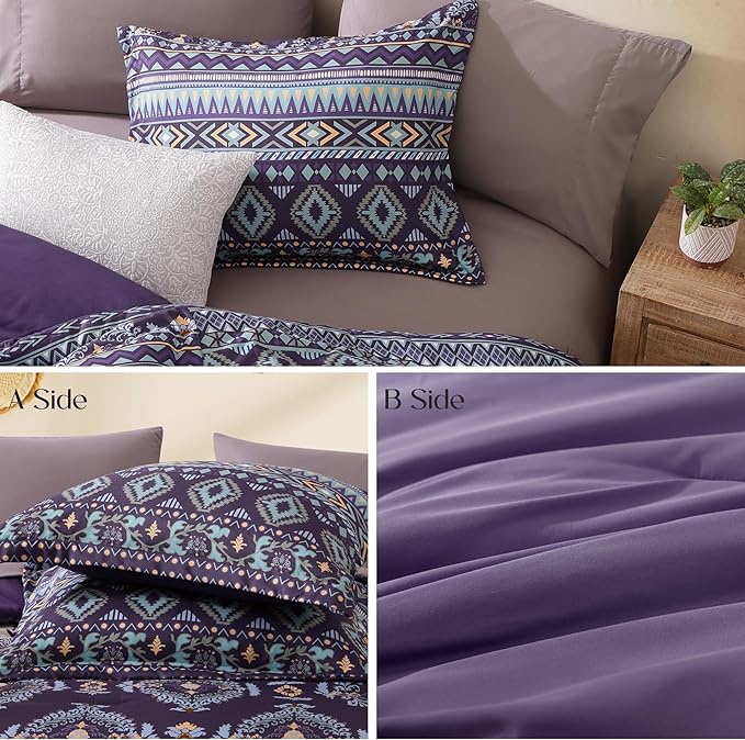 Geniospin King Size Comforter Set- 7 Pieces Boho Bed in a Bag, Western Bedding Set for All Seasons, Soft Aztec Bedding, Lightweight Comforter Bed Set with Sheets, Pillowcases & Shams