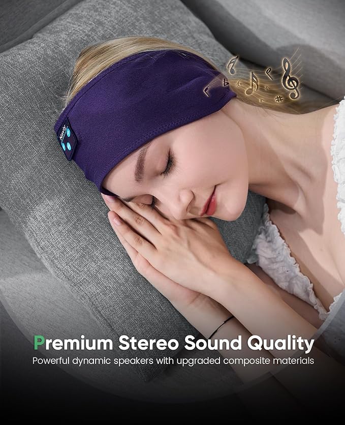Navly Sleep Headphones Bluetooth Headband, Headband Headphones for Sleeping, Soft Long Time Play Sleeping Headsets with Built in Speakers Perfect for Workout,Running,Yoga,Travel