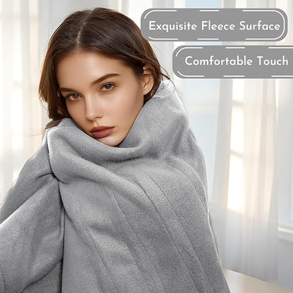 Electric Heated Blanket Full Size 72"x84" - Soft Fleece Heated Blanket with 4 Heating Levels ＆ 10 Hours Auto Off, Faster ＆ Warmer - Ash Grey