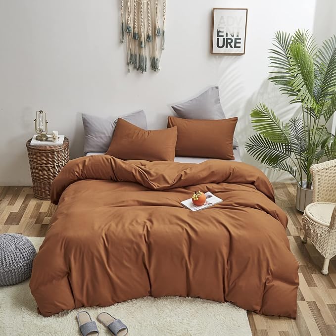 KAREVER Comforter Set, Pumpkin Color, Bedding Set for Women Girls, Full 3 PCS, Breathable Soft Bedroom Collection