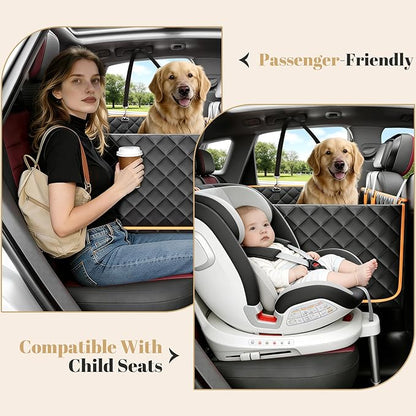 Back Seat Extender for Dogs - Anti-Scratch & Waterproof Backseat Protector, 600D Upgraded Material Pet Hammock with Mesh Window, Easy to Clean Dog Bed for Car, SUV, Truck,Orange