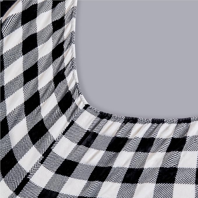 BEDELITE Flannel Sheets Queen Size Bed Set, Luxury Red and Black Plaid Winter Bedding Set, Super Soft & Warm Fuzzy Fleece Sheets 4 Piece(Include Fitted Sheet, Flat Sheet, 2 Pillowcases)