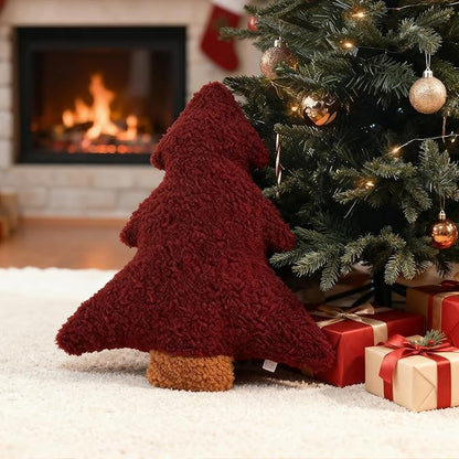 Artmag Christmas Pillows, Decorative Christmas Tree Pillow Stuffed Tree Shaped Plush Pillow for Holiday Party Sofa Living Room Decoration (15.5" x 14.5", Red)