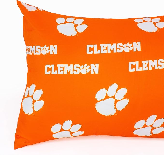 College Covers Everything Comfy Clemson Tigers Pillowcase Pair, Standard, 20" x 30", Includes 2 Pillowcases