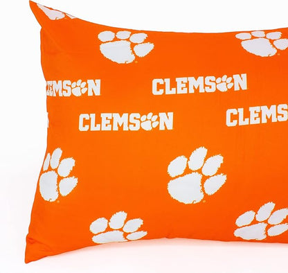 College Covers Everything Comfy Clemson Tigers Pillowcase Pair, King, 20" x 40", Includes 2 King Pillowcases