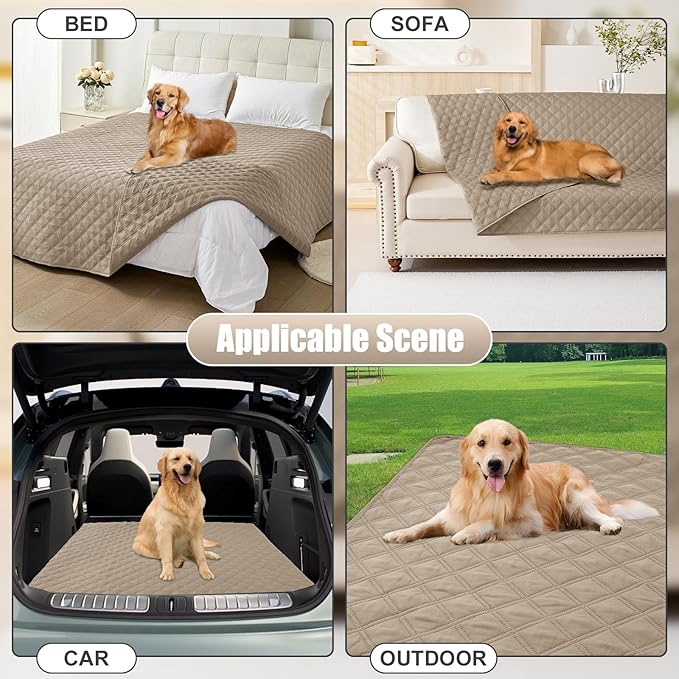 Smiry Waterproof Dog Bed Cover Pet Blanket, Soft Washable Dog Blanket for Furniture Bed Couch Sofa Reversible, Checkered (40"x80", Taupe/Taupe)