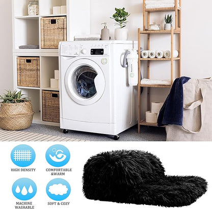 JONIYEAR Decorative Soft 2.8" Long Pile Fluffy Faux Fur Throw Blanket 50" x 60", Solid Luxury Fuzzy Plush Blanket for Couch Sofa Bed, Accent Cozy Shaggy Lightweight Blankets for Pet,Thick,Warm, Black