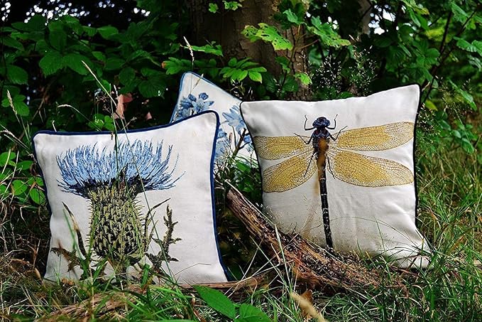 McAlister Textiles Decorative Tapestry Throw Pillow Cover Scatter Cushion with Dragonfly Tapestry Design for Lounge, Bedroom & Garden 17x17 Inches Bugs Life Range