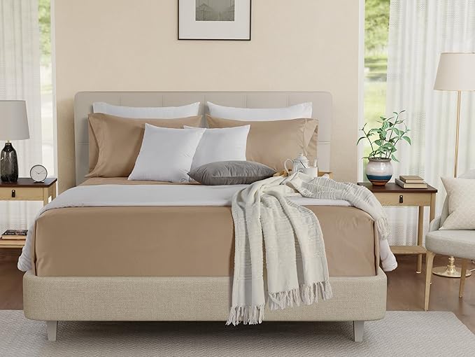 CHATEAU HOME COLLECTION King Sheet Set, 100% Cotton Bed Sheets King Size Sheets Deep Pocket Set, 800 Thread Count Sateen Weave 4 Piece Luxury Bedding, Soft & Breathable No Pill Fade Resistant- Taupe