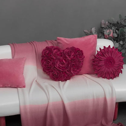 JWH Valentine's Day Throw Pillow Covers Decorative Flower Accent Pillow Cases Heart Shaped Cushion for Couch Living Room Bed Chair 14 x 16 Inches Rose Red