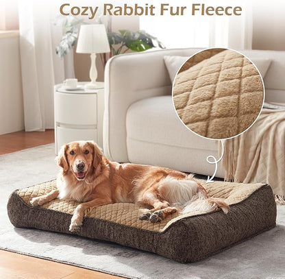 JOEJOY Orthopedic Dog Bed Medium Sized Dogs, Extra Thick Supportive Big Dog Couch Bed with Sides, Ultra Soft Pet Bed Sofa, Brown, 35''x25''