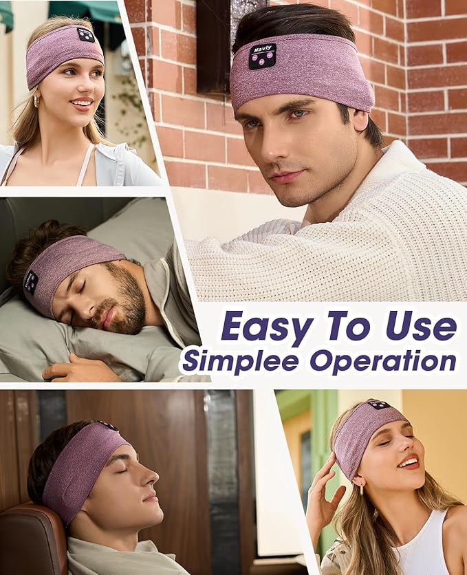 Navly Bluetooth Headband Headphones, Ultra-Long Play Time Sleeping Headphones with Built-in HD Hi-Fi Speakers, Perfect for Workout, Yoga, Travel, Meditation