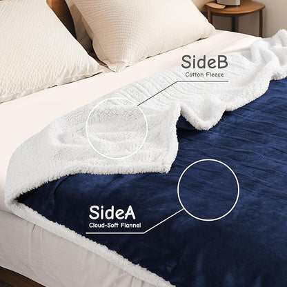 Electric Heated Blanket Full Size 72"x84", Soft Flannel with Overheat Protection, 9 Adjustable Heat Settings & 10-Hour Auto-Off Timer, Fast Heating for Winter Comfort, Navy Blue