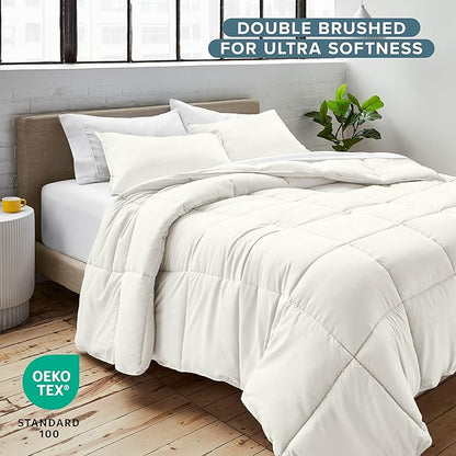 Bare Home Comforter Set - Oversized Queen Size - Ultra-Soft - Goose Down Alternative - Premium 1800 Series - All Season Warmth (Queen Oversized, Cream)