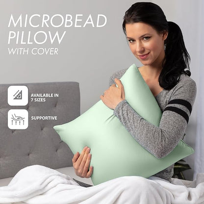 PILLOWY 26" x 26" Throw Pillow - Cadet Grey: 1 PCS Luxurious Premium Microbead Pillow with 85/15 Nylon/Spandex Fabric. Forever Fluffy, Outstanding Beauty & Support. Silky, Soft & Beyond Comfortable