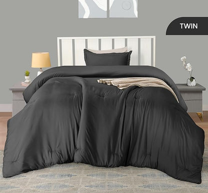 Twin Comforter Set 2 Piece Grey by Utopia Bedding, Comforters Twin Size, Bedding Comforters Sets, Down Alternative Soft Bed Set, 1 Comforter (64 x 88 inches) 1 Pillow Shams (20 x 26 inches)"