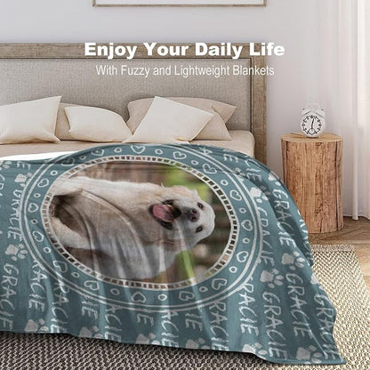 Personalized Dog Blanket with Name Customized Paw Prints Pet Blanket Loss Memorial Soft Throw Blankets Customized Pet Bereavement Gift Blanket Gift for Dog Lover Dog Mom Dog Dad