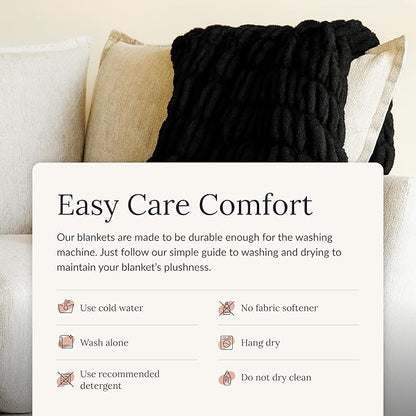 Minky Couture Hugs Blanket - Extra Plush Blanket for Premium Gifting - Stretchy Bubbled Cozy Throw - Silky Smooth - Durable & Machine-Washable - Travel-Friendly - Grande, Black