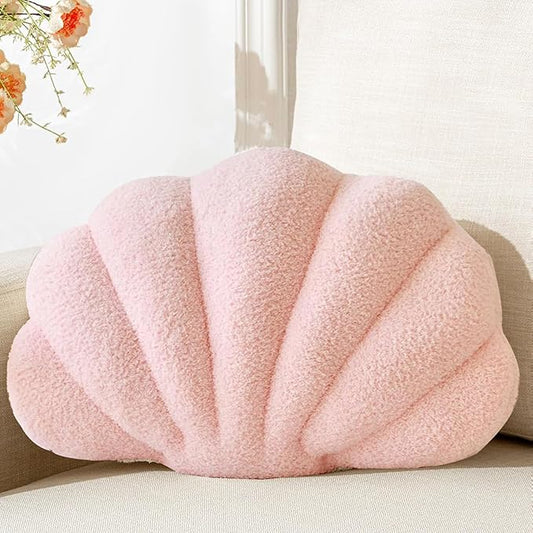 Seashell Throw Pillows Shell Shaped Pillow Light Pink Sea Shell Pillows for Bed Seashell Decorative Pillow Soft Plush Pillow Sea Couch Decoration(18 X 13 inch)