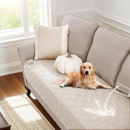 PrinceDeco 5-Layer Waterproof Dog Blanket, Anti-Slip Furniture Protector for Couch (32x82 Inch,French Oak)
