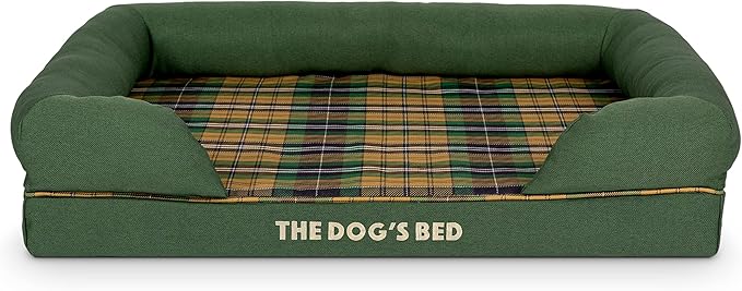 The Dog’s Bed Replacement Outer Cover, Oxford Fabric, Green Tartan, Medium