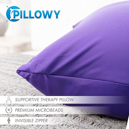 PILLOWY 22x22 Throw Pillowcase (Cover Only) -85/15 Nylon, Spandex - Luxurious, Silky, Stretchy & Soft - 1Pcs Solid Color - A Perfect Choice for Couch Chairs Sofa Bed Adult/Kids Bedroom, Dark Lavendar