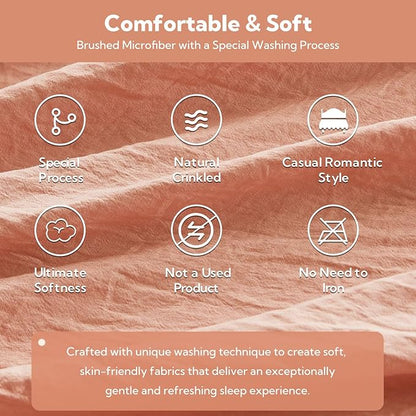 MR&HM California King Comforter Set Coral Pink, Comforter Set 7 Pieces for Girls Women, Shabby Chic Vintage Cottagecore Bed Sets Boho Bed in a Bag, Ultra-Soft & Fluffy Comforter for All Season