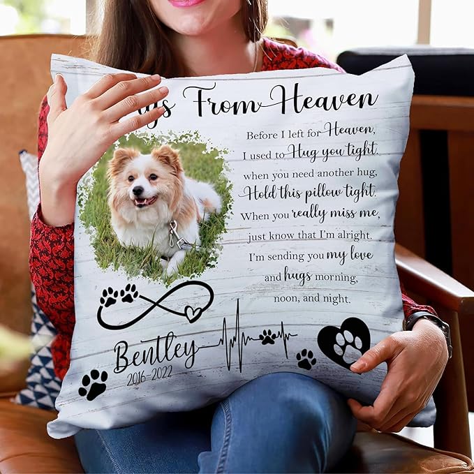 Custom Pet Memorial Throw Pillow (Insert Included), Sympathy Gift for Pet Loss, Dog Memorial Gifts, Photo Pillow Case Cover
