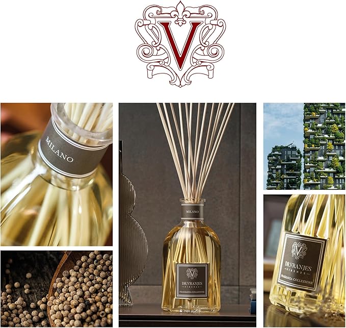 Dr. Vranjes – Milano 2500 ml Refill + Double Pack of White Sticks (3 Pieces Bundle) – Luxury Home Fragrance, Made in Italy, Main Scent: Patchouli, Pepper, Sandalwood (500 ml Refill)
